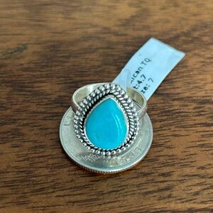 Turquoise Teardrop Silver Ring